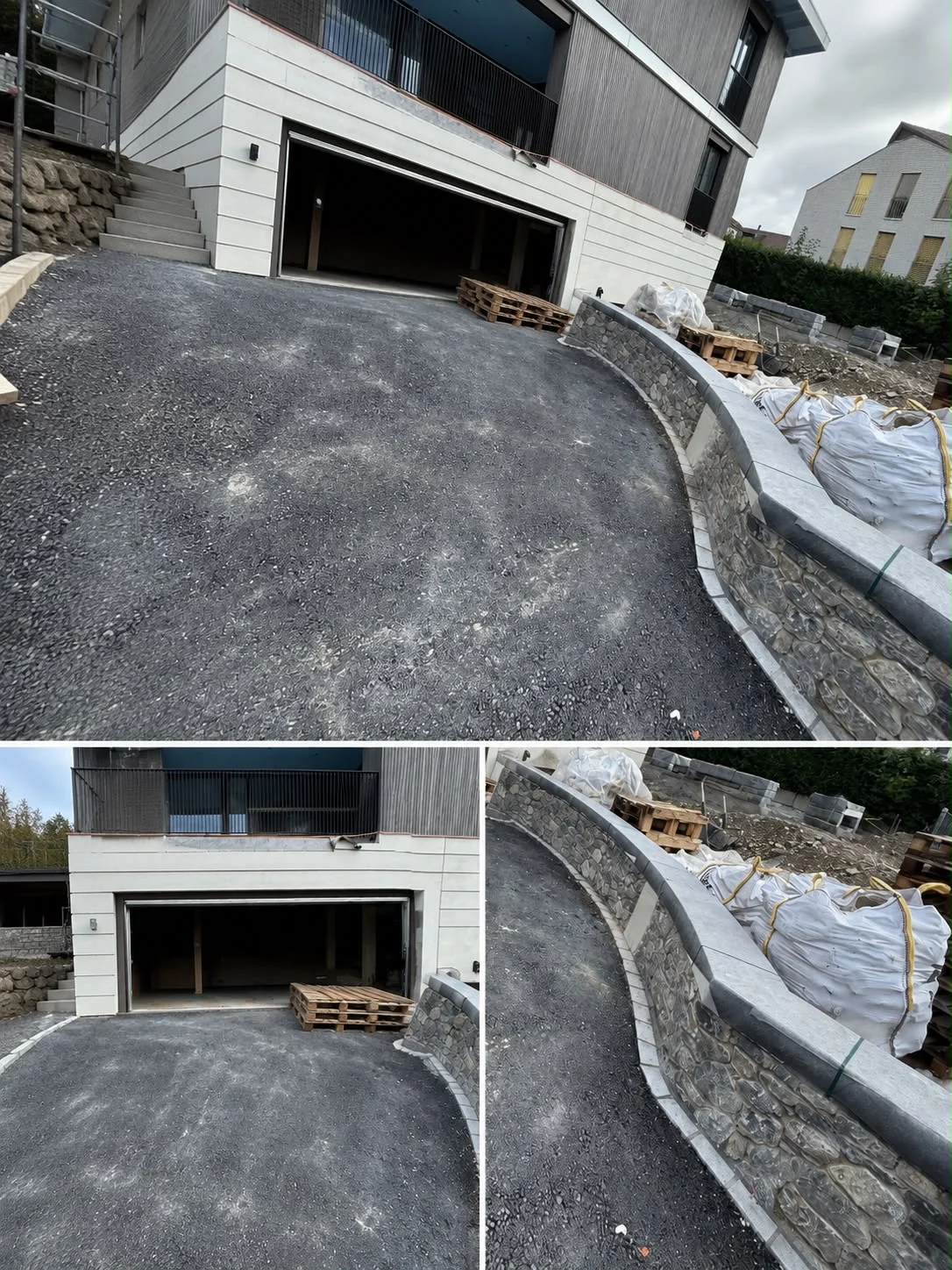 Zufahrt und Natursteinmauer – PjetriBau Projekt